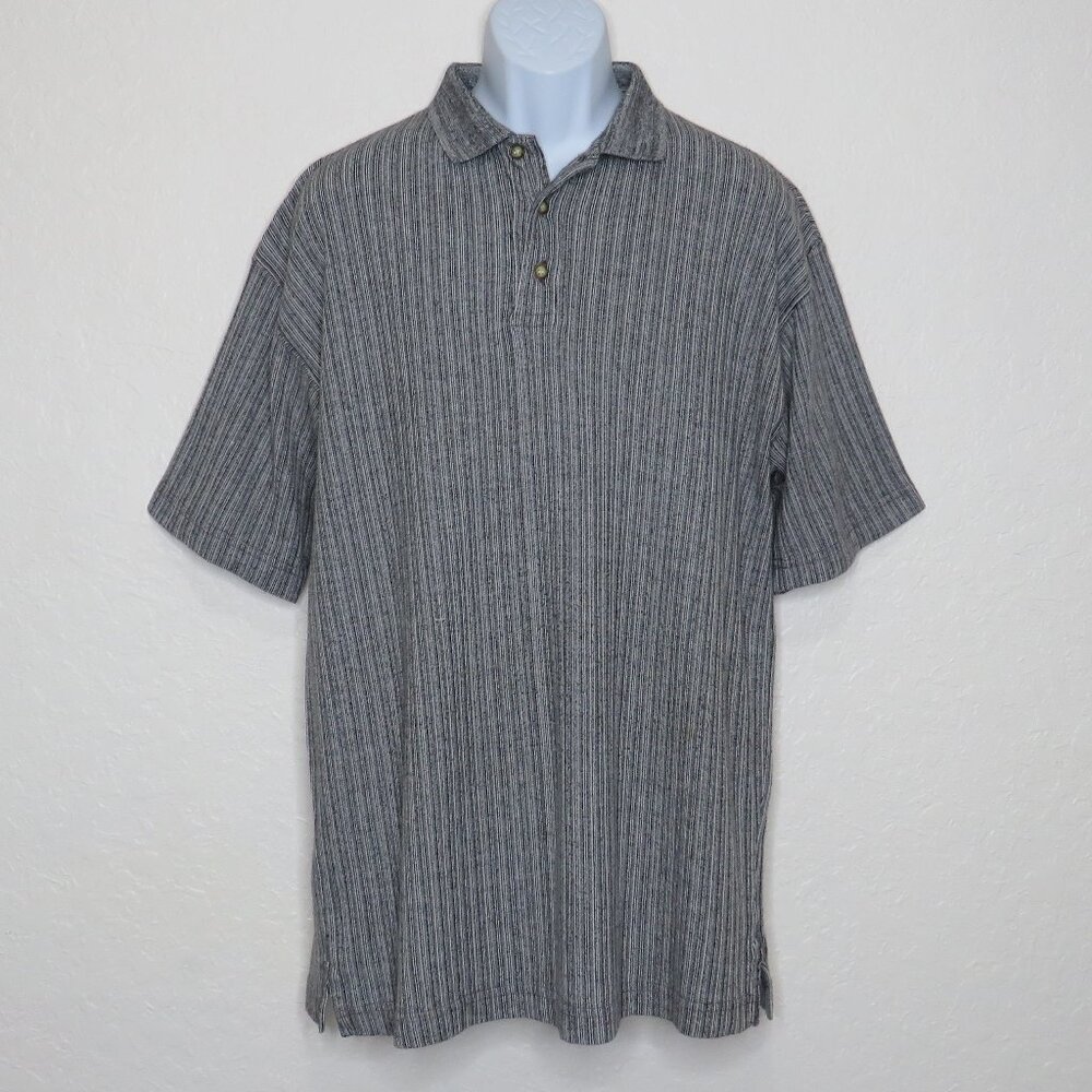 Robert Stock* Men's Short Sleeve 3 Button Down Straight Hem Polo Shirt~ Large